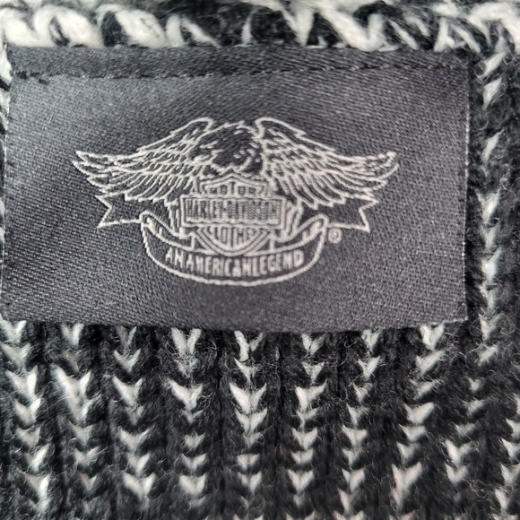 Harley-Davidson Sweater Black White Skull Distressed Print Scoop Neckline Size S - Picture 7 of 8
